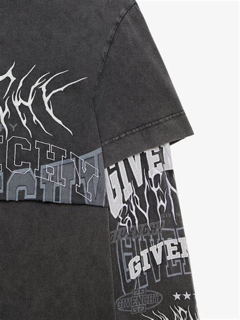 givenchy t-shirt in embroidered jersey with overlapped effect|Givenchy T.